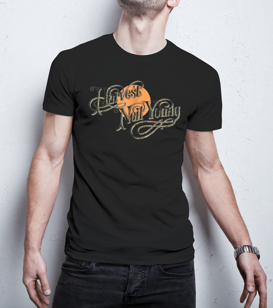 Neil Young Harvest Vintage Style Orange Moon T-Shirt
