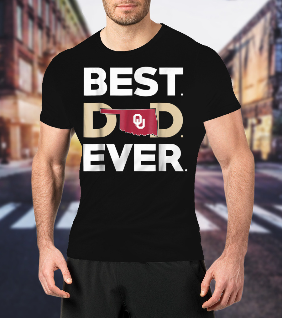 Oklahoma Sooners Best Dad Ever OU Logo State Outline T-Shirt