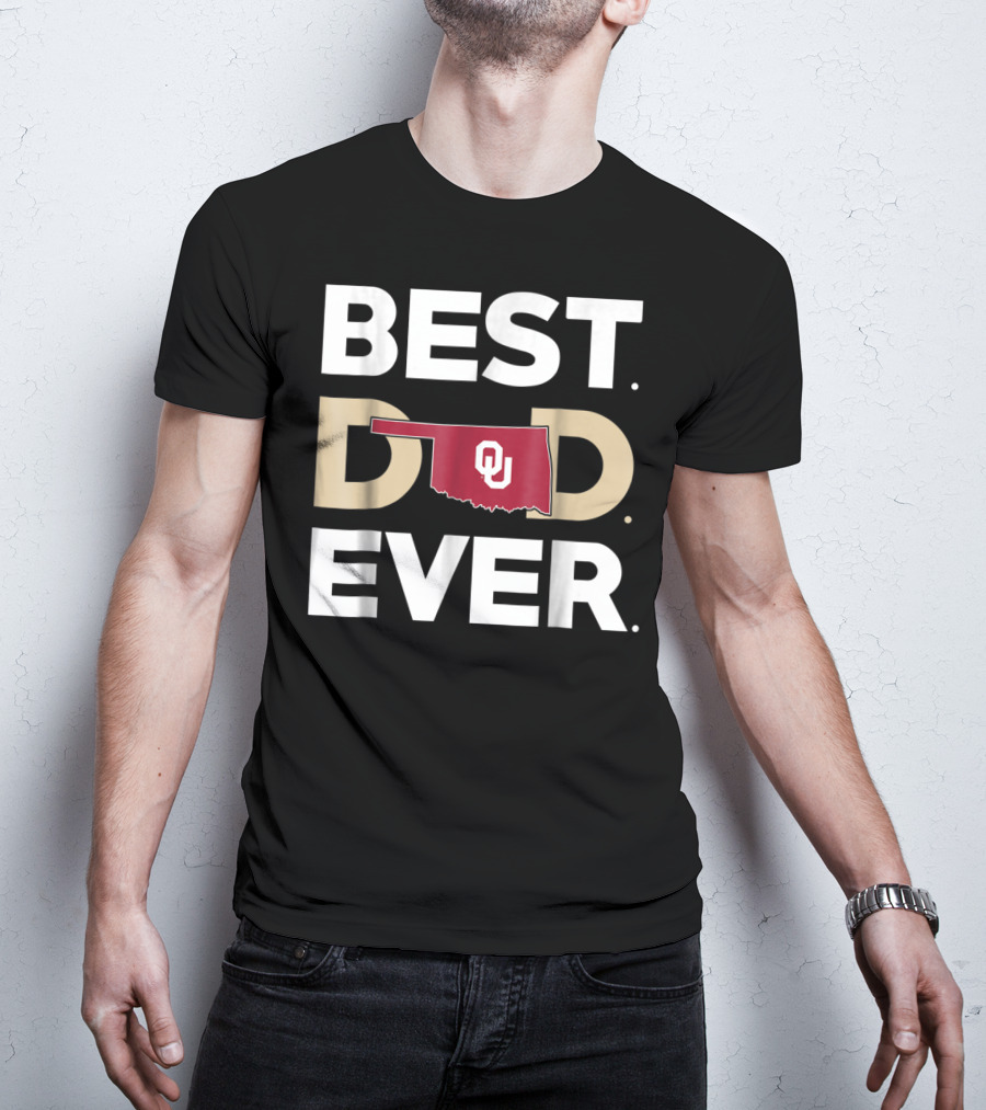 Oklahoma Sooners Best Dad Ever OU Logo State Outline T-Shirt