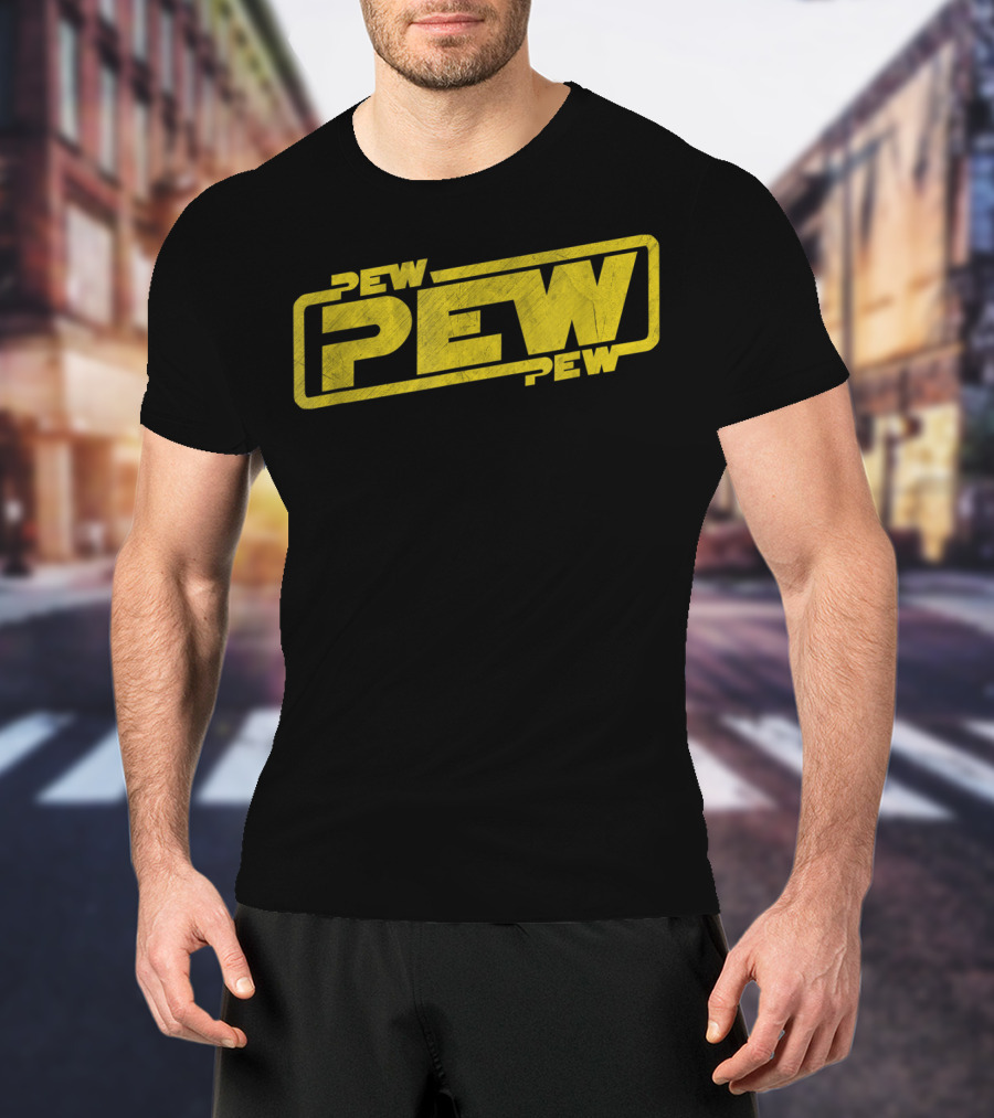 Pew Pew Pew Blockbuster Movie Quote Men Retro T-Shirt