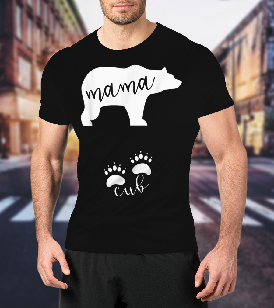 Mama Bear Pregnancy Announcement With Cub Paws T-Shirt