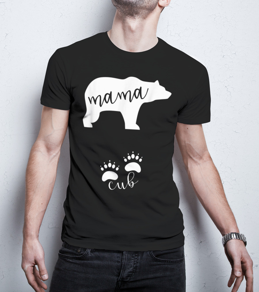 Mama Bear Pregnancy Announcement With Cub Paws T-Shirt