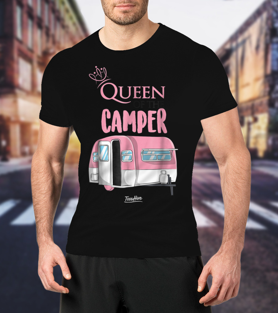 Queen Of The Camper TeesHive Pink Trailer T-Shirt
