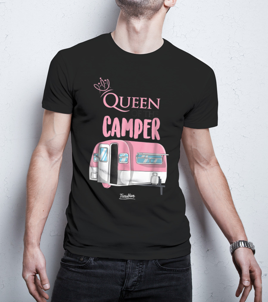 Queen Of The Camper TeesHive Pink Trailer T-Shirt