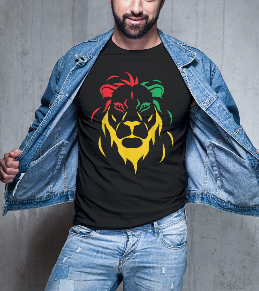 Rastafari Reggae Lion Head In Rasta Colors T-Shirt