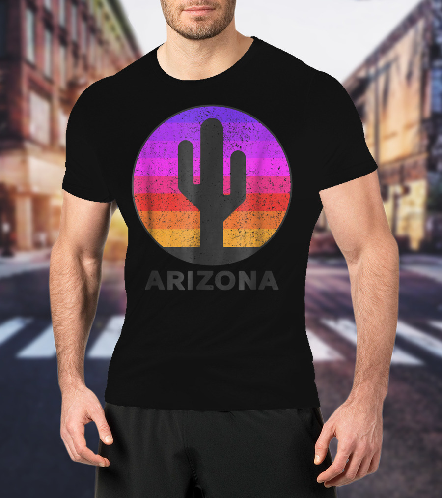 Arizona Saguaro Cactus Vintage Sunset T-Shirt