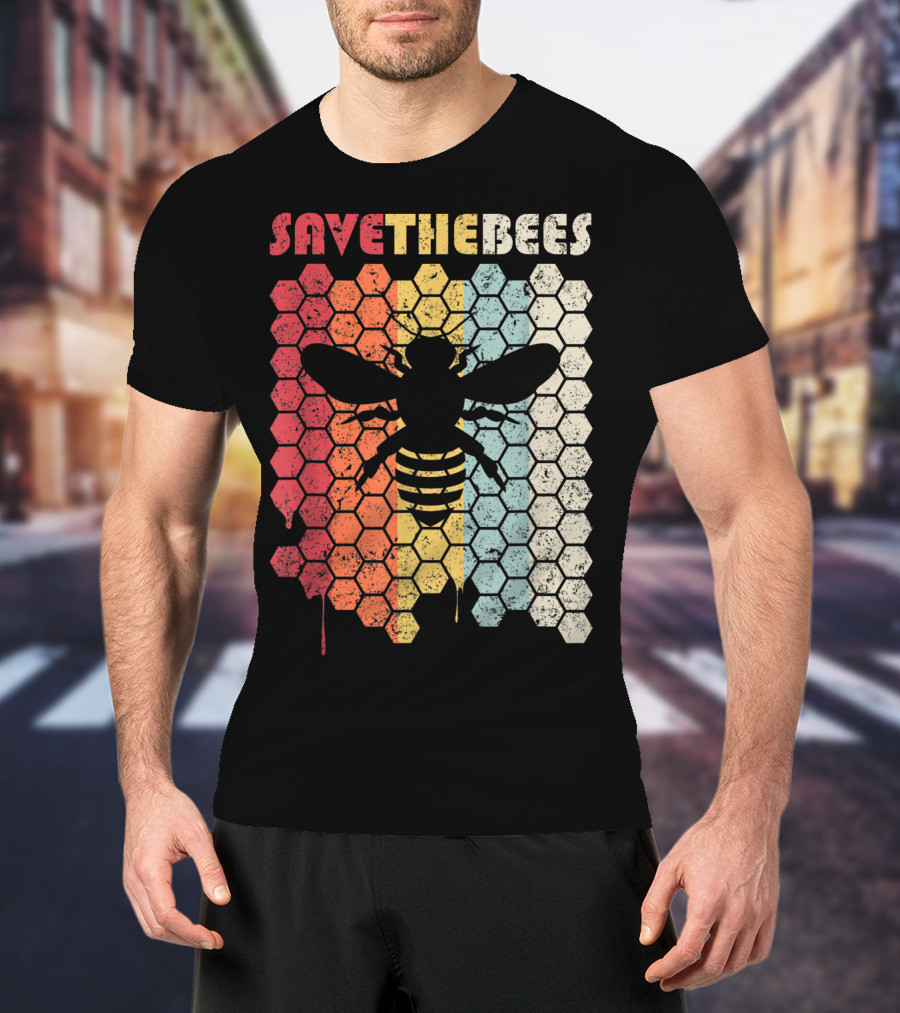 SAVETHEBEES Hexagonal Rainbow T-Shirt