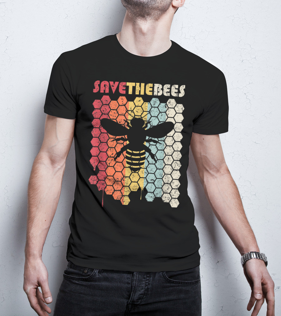 SAVETHEBEES Hexagonal Rainbow T-Shirt