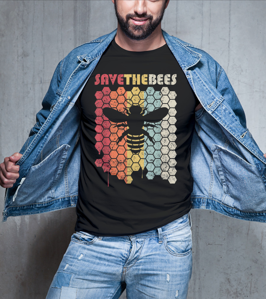 SAVETHEBEES Hexagonal Rainbow T-Shirt