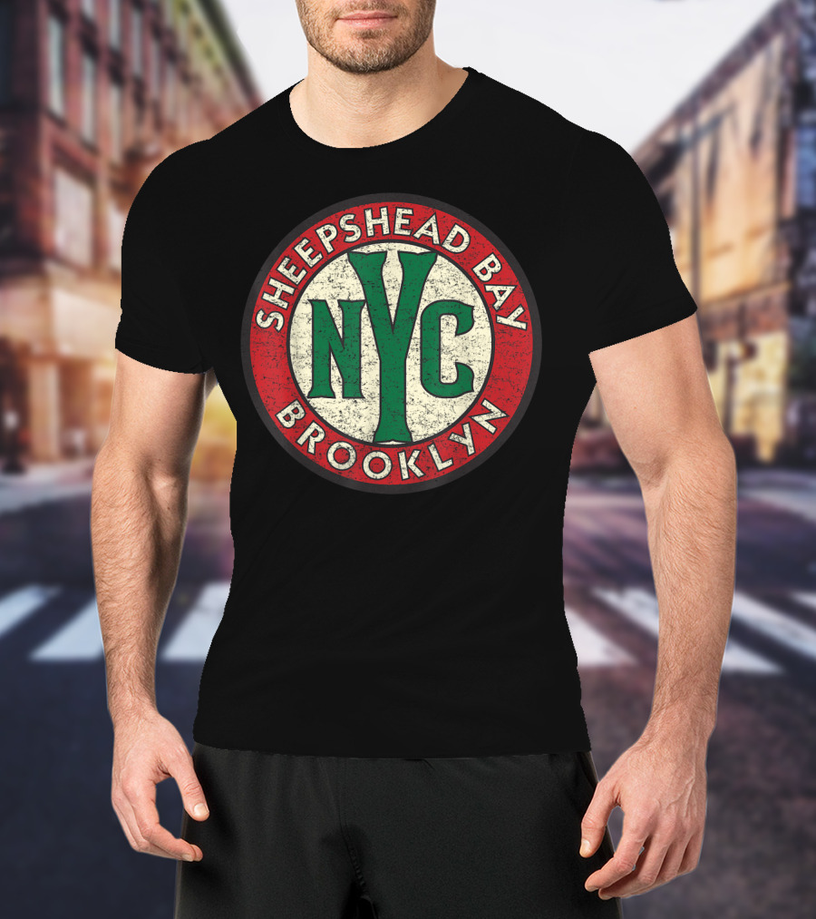 Sheepshead Bay Brooklyn NYC Vintage Distressed Road Sign T-Shirt