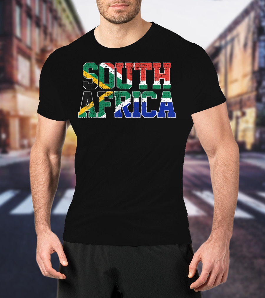 South Africa National Flag Proud AF Bold Patriotic Text T-Shirt