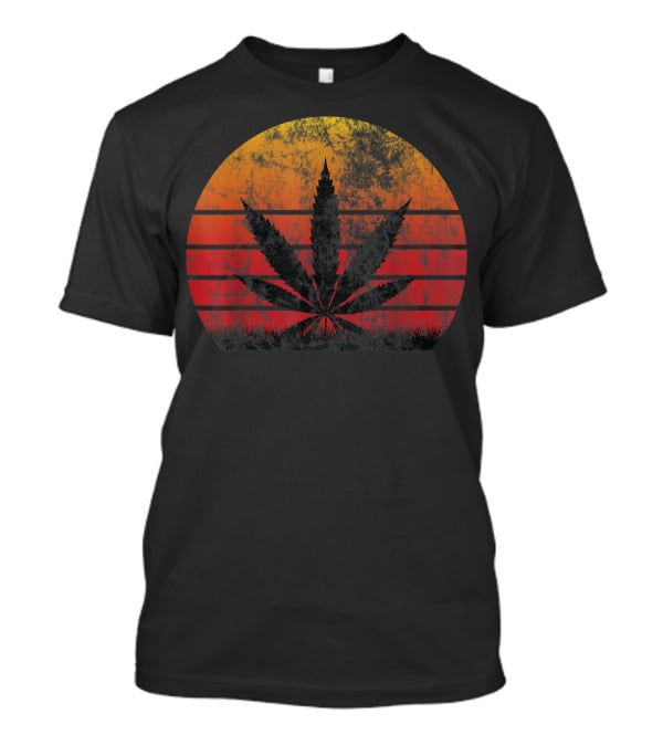 Sunset Grunge Cannabis Leaf Vintage Weed T-Shirt