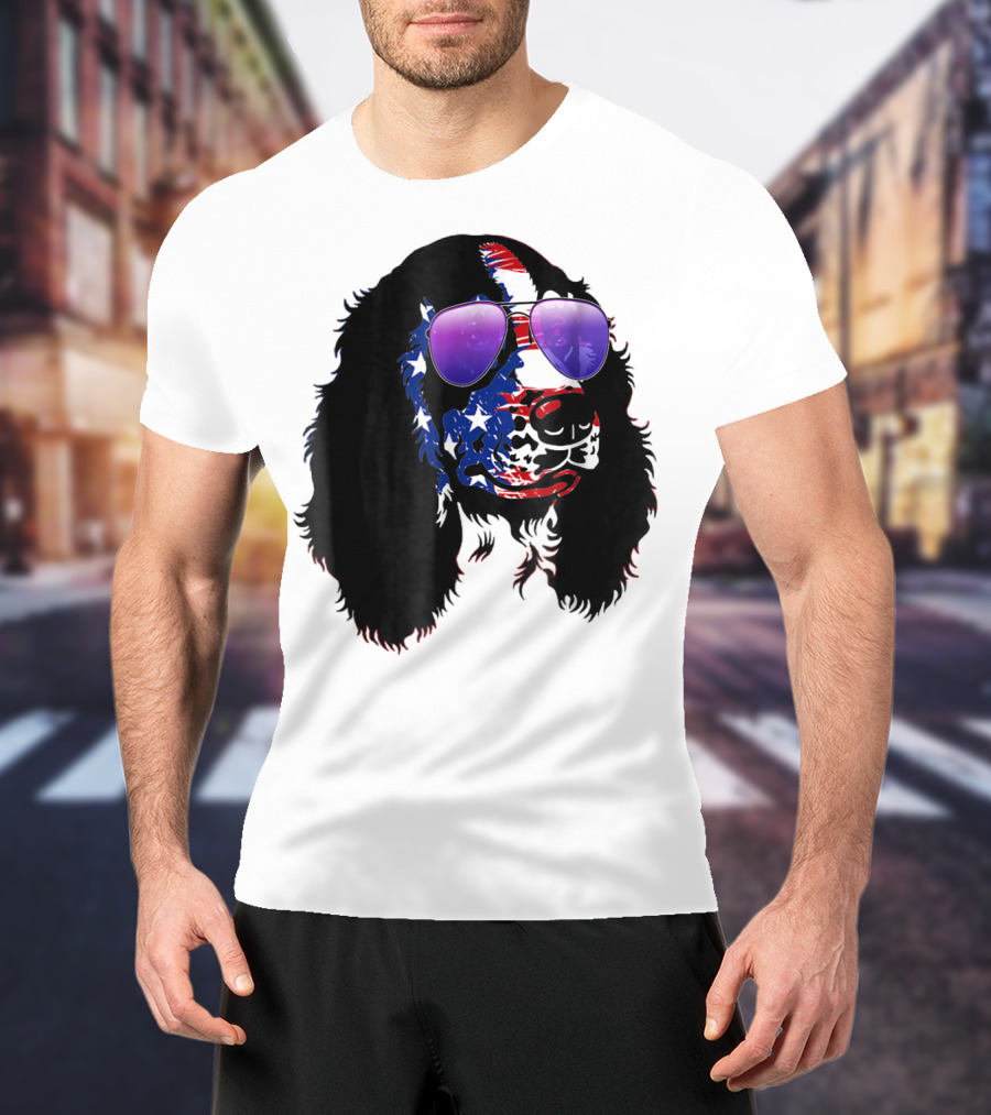 US Flag English Springer Spaniel With Sunglasses T-Shirt