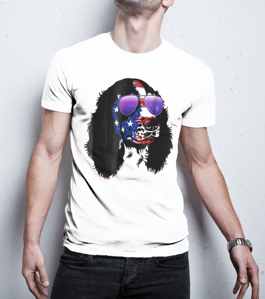 US Flag English Springer Spaniel With Sunglasses T-Shirt