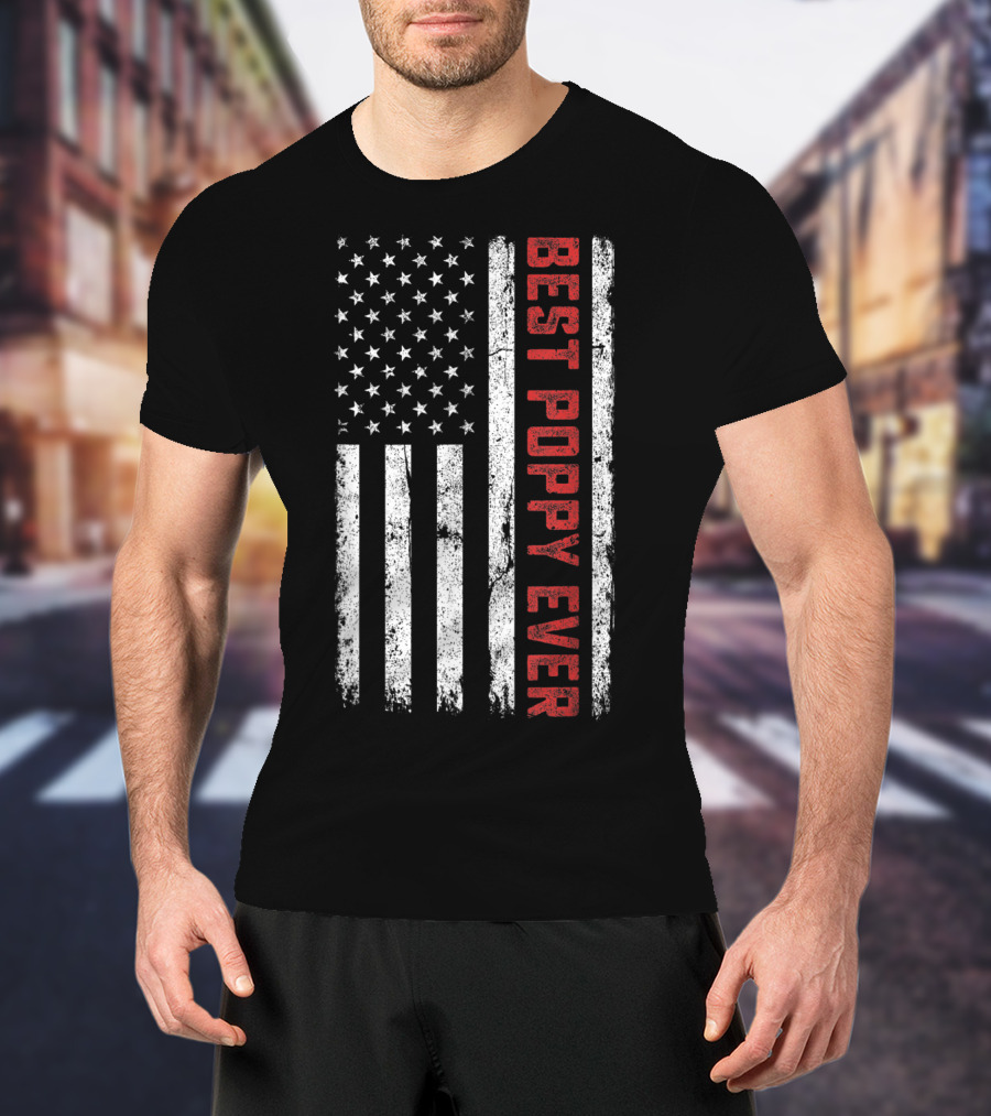 Best Poppy Ever American Flag USA T-Shirt