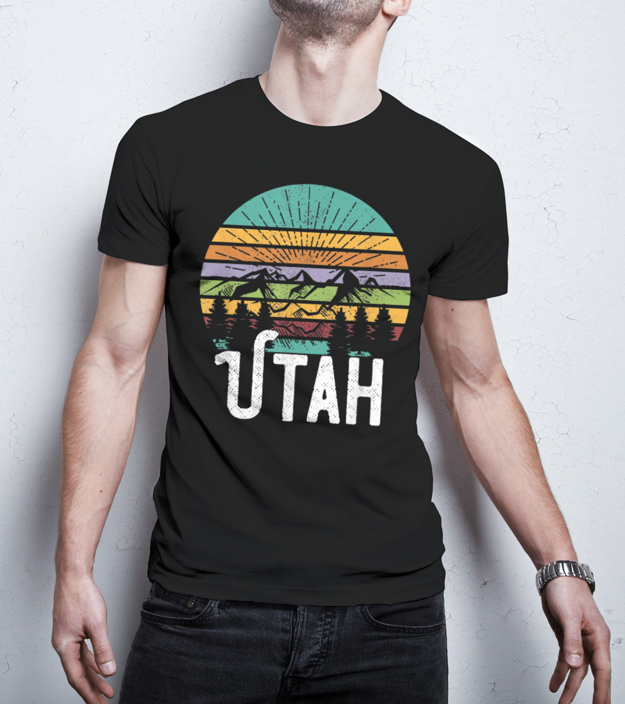 UTAH Vintage Mountain 70's 80's Style Retro Sunset Landscape T-Shirt