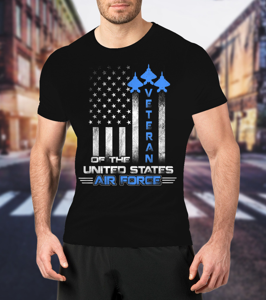Veteran Of The United States Air Force American Flag And Fighter Jets T-Shirt