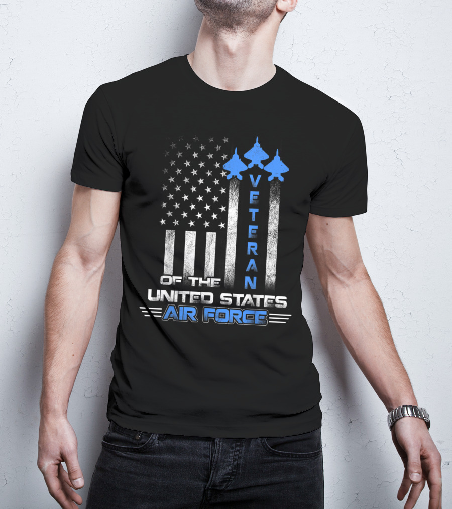 Veteran Of The United States Air Force American Flag And Fighter Jets T-Shirt