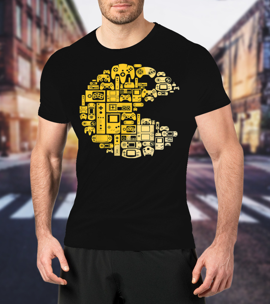 Funny Video Gamer Controllers Pac-Man Compilation For Video Game Players T-Shirt