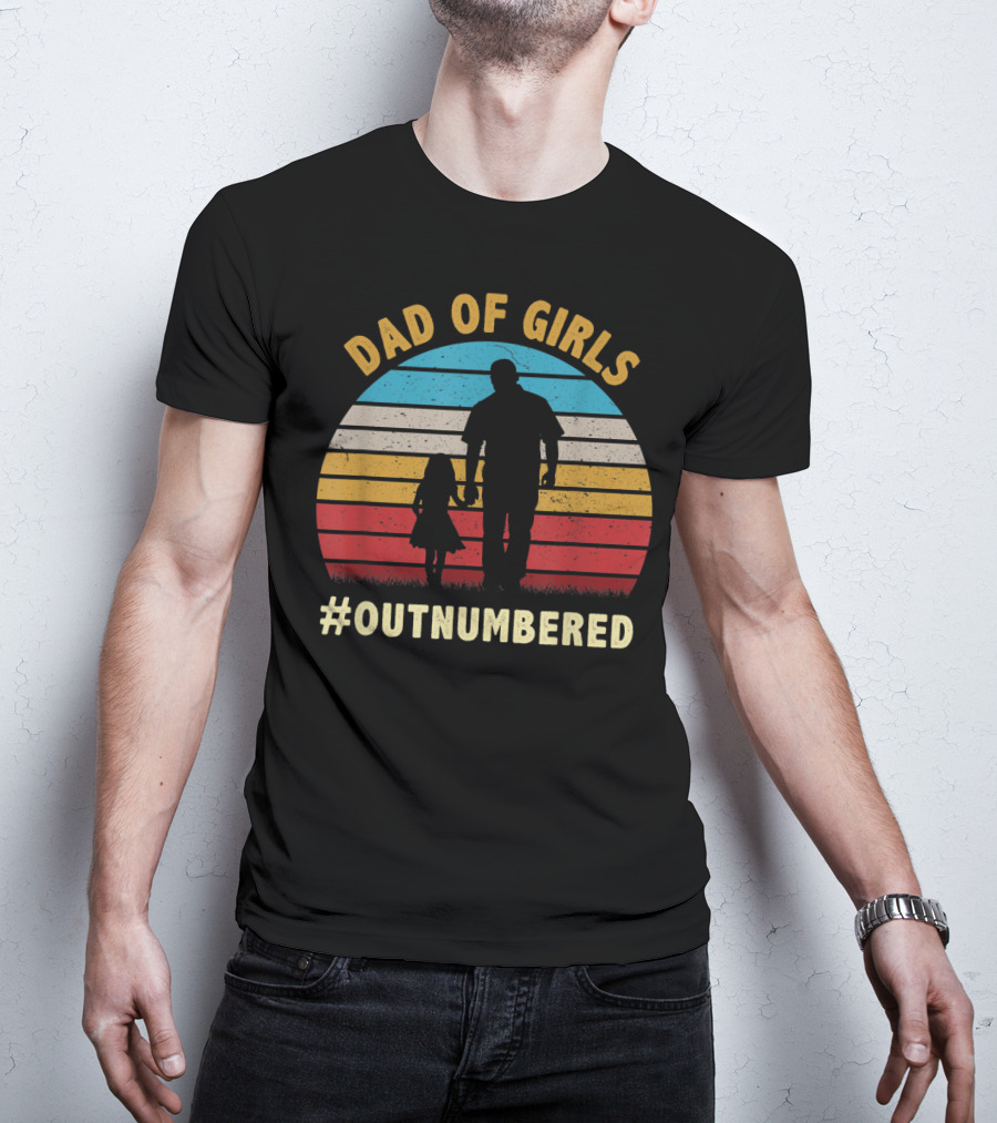 Dad Of Girls Outnumbered Sunset T-Shirt