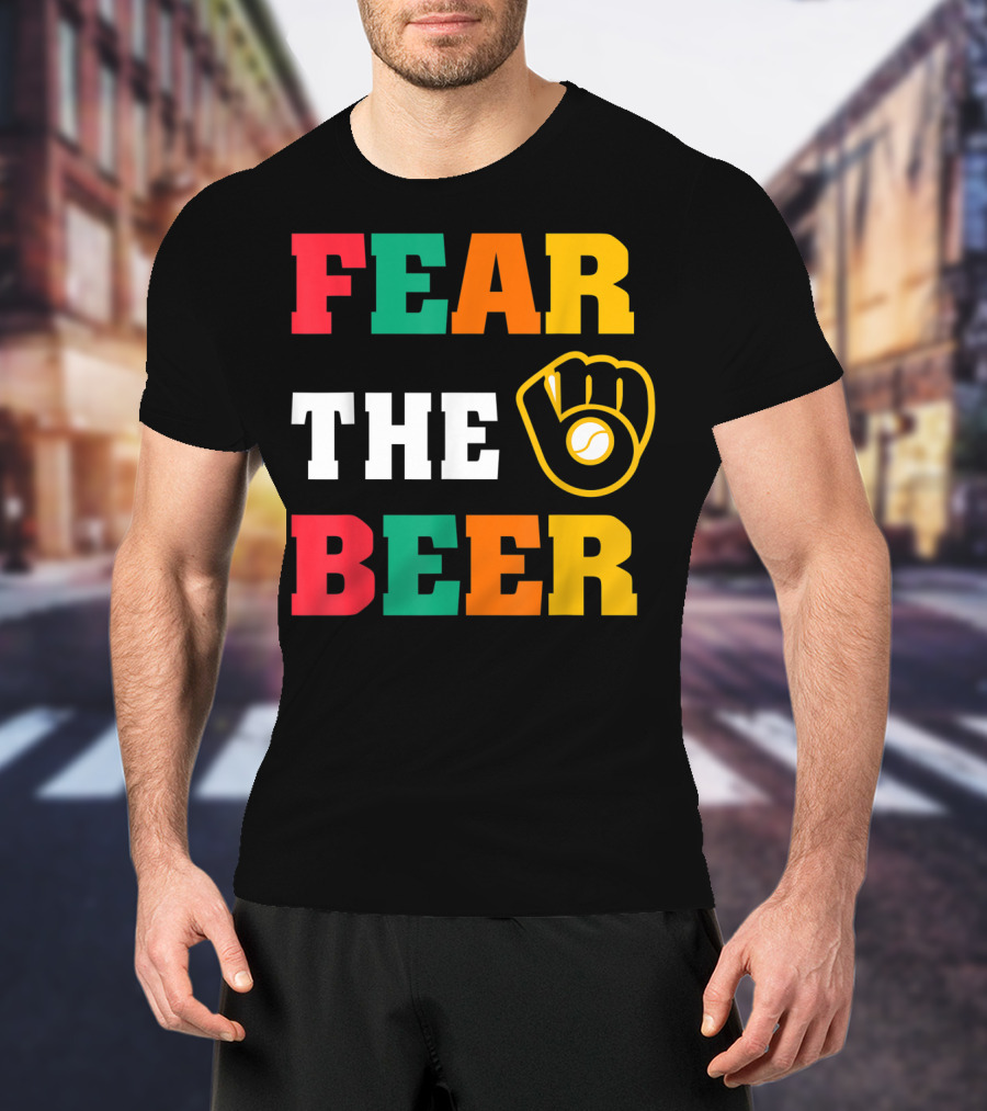Fear The Beer Brewers Vintage Baseball Glove T-Shirt