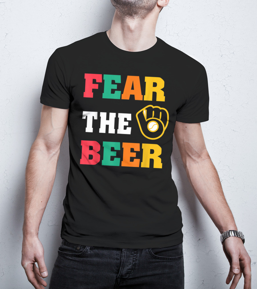 Fear The Beer Brewers Vintage Baseball Glove T-Shirt