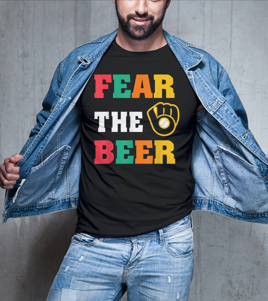 Fear The Beer Brewers Vintage Baseball Glove T-Shirt