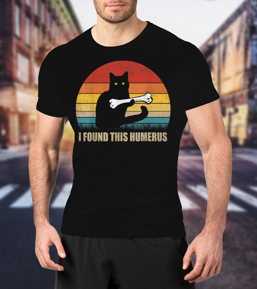 Vintage I Found This Humerus Cat Lover Retro Sunset T-Shirt