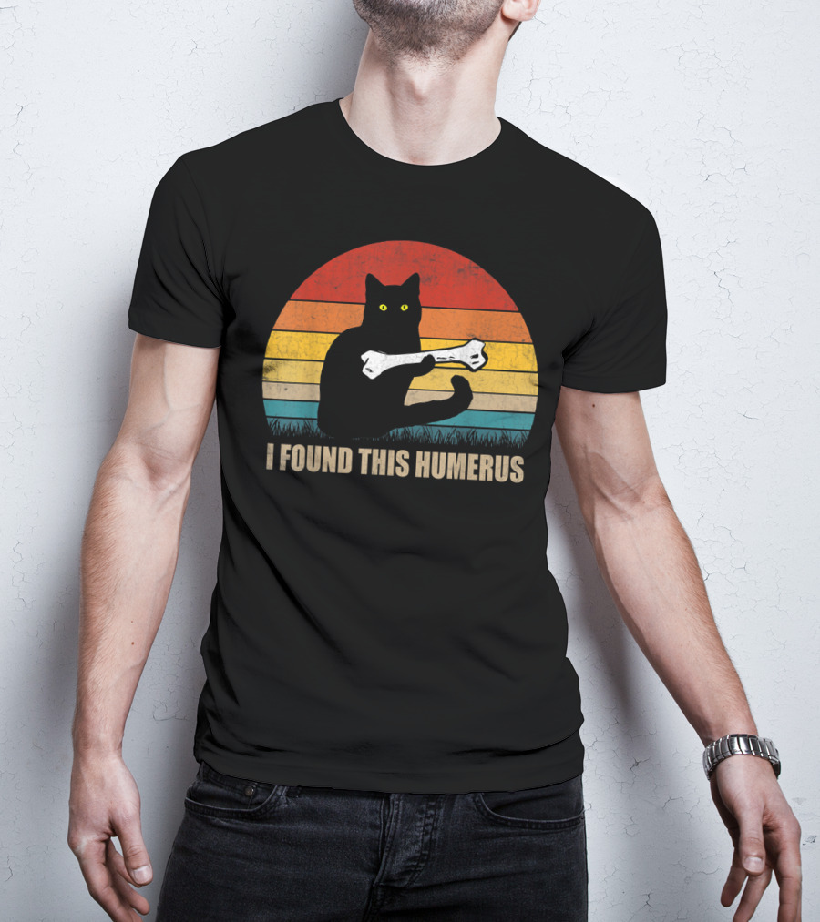 Vintage I Found This Humerus Cat Lover Retro Sunset T-Shirt