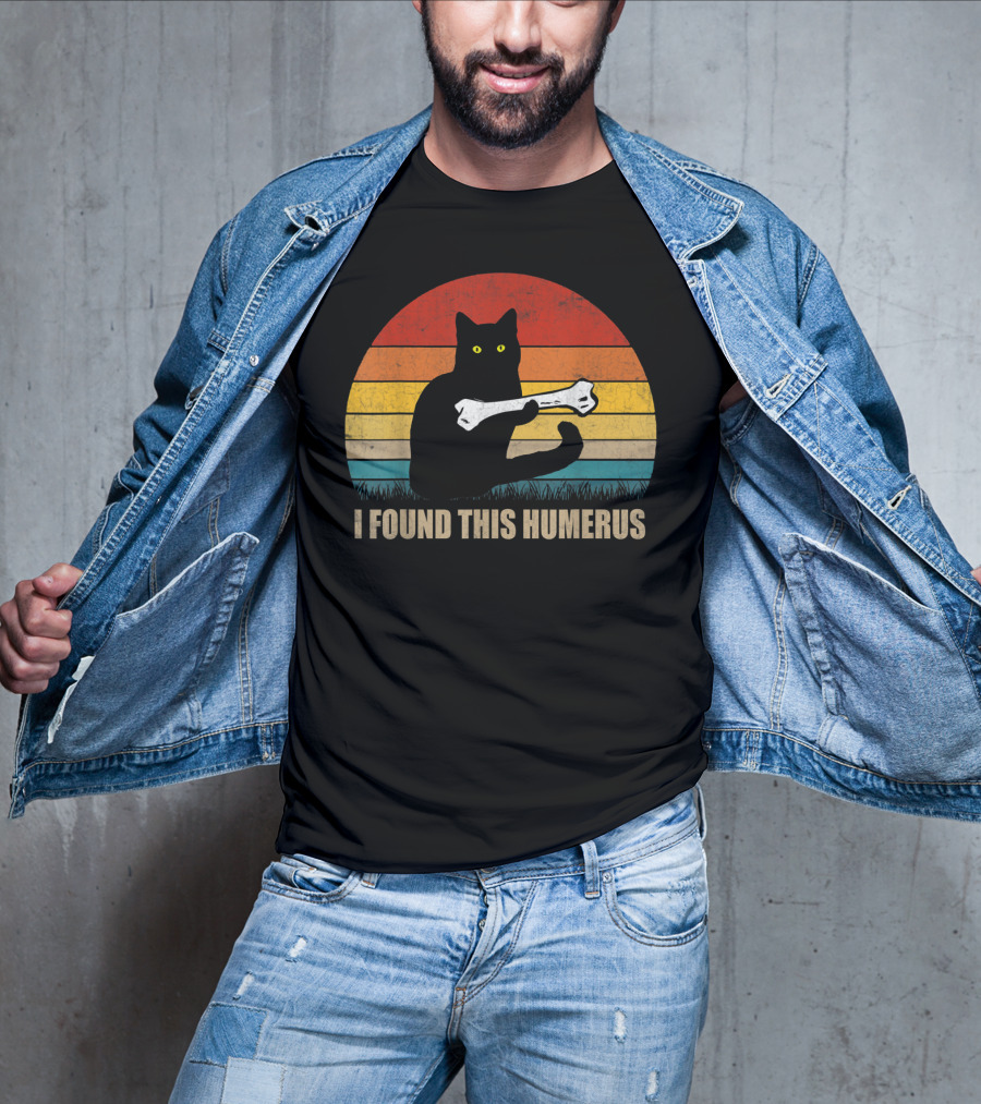 Vintage I Found This Humerus Cat Lover Retro Sunset T-Shirt