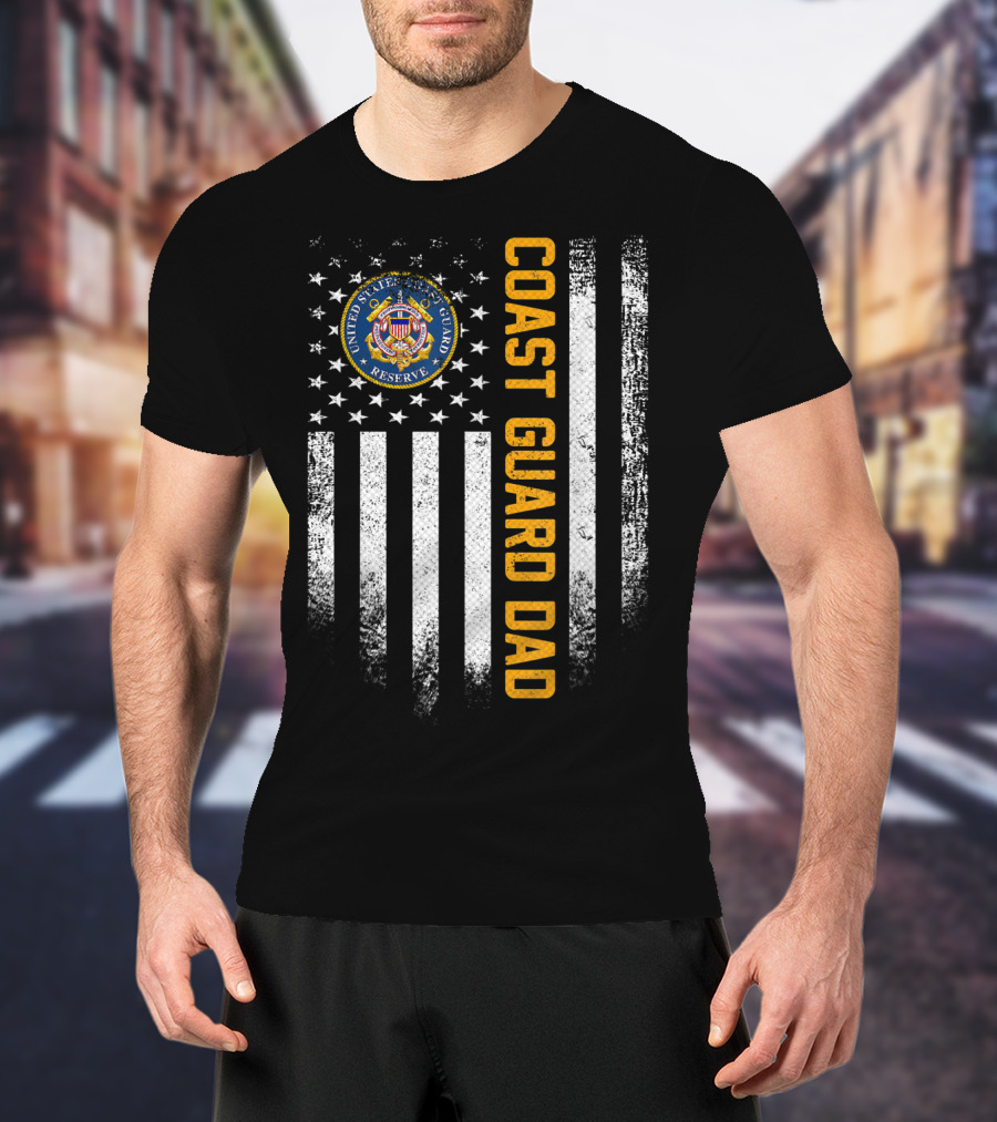 United States Coast Guard Reserve Proud Dad American Flag Vintage USA T-Shirt