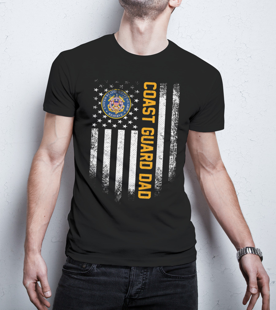 United States Coast Guard Reserve Proud Dad American Flag Vintage USA T-Shirt