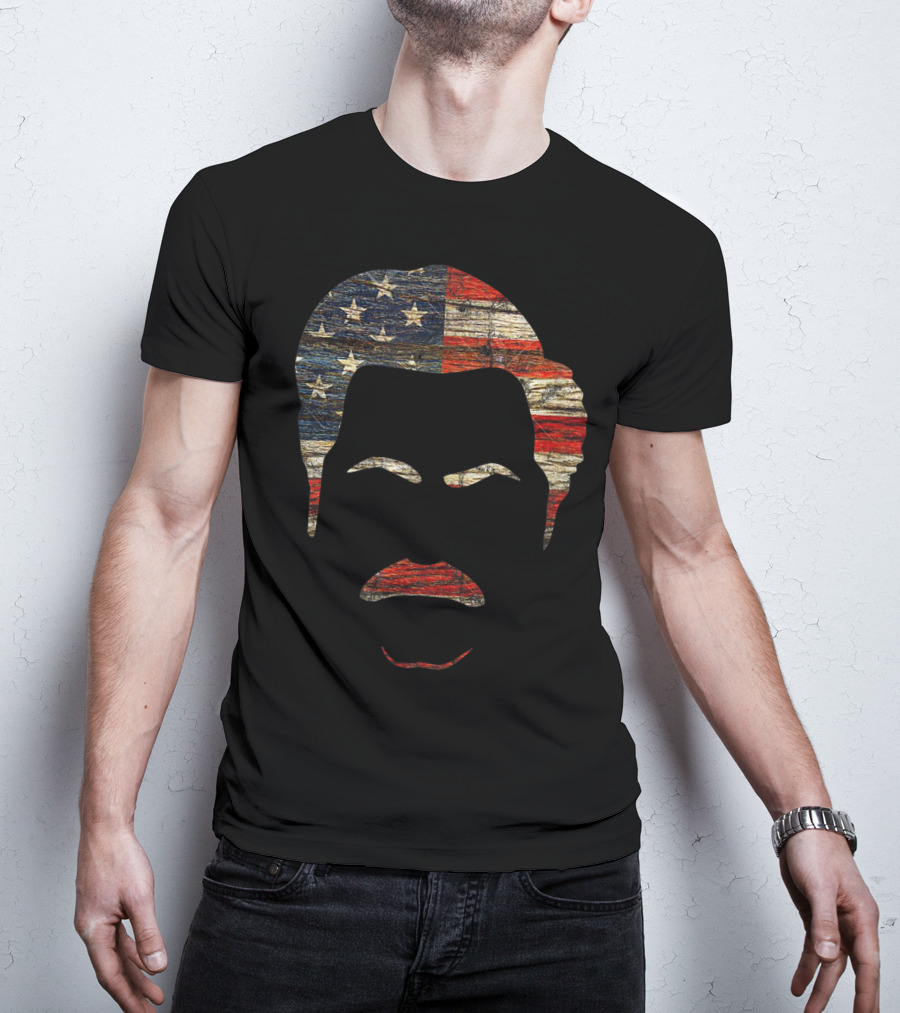 Vintage Wooden American Flag Face T-Shirt