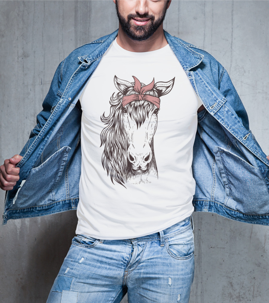 Horse Bandana Illustration For Horseback Riding Enthusiasts T-Shirt