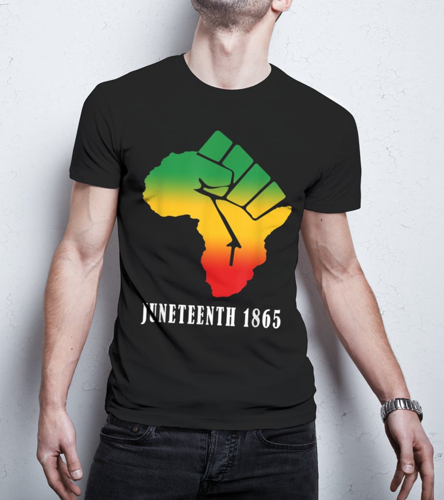 Juneteenth 1865 Ancestors Black African Map American Fist T-Shirt