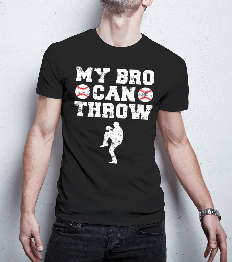 My Bro Can Throw Baseball Cute Funny Cool Brother Sister Kids T-Shirt