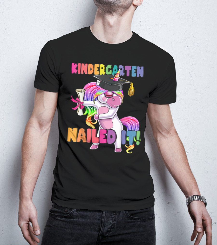 Kindergarten Nailed It Flossing Unicorn Graduation T-Shirt