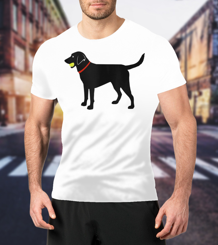 Labrador Retriever Black Lab With Tennis Ball And Red Collar Play Ball T-Shirt