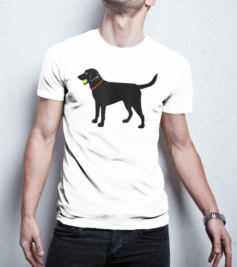 Labrador Retriever Black Lab With Tennis Ball And Red Collar Play Ball T-Shirt