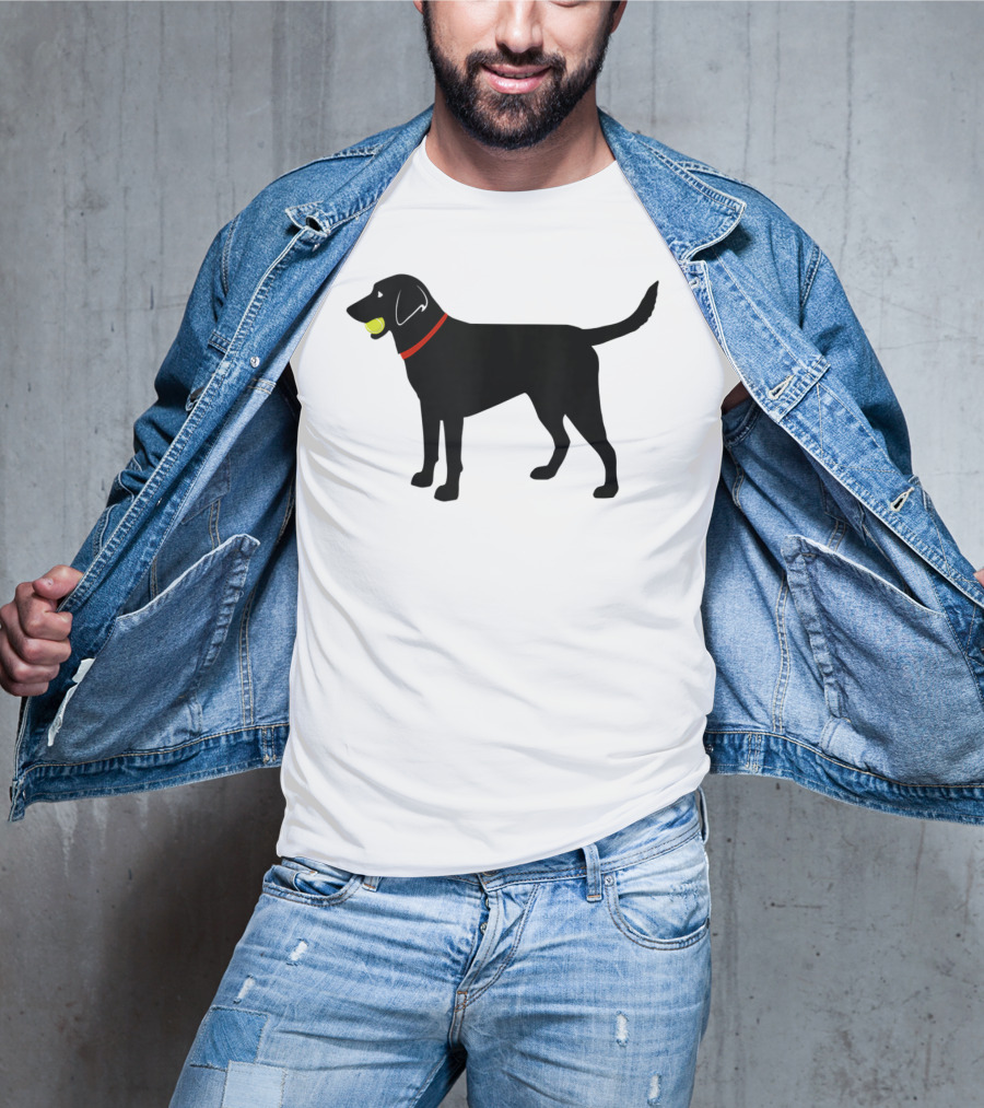 Labrador Retriever Black Lab With Tennis Ball And Red Collar Play Ball T-Shirt
