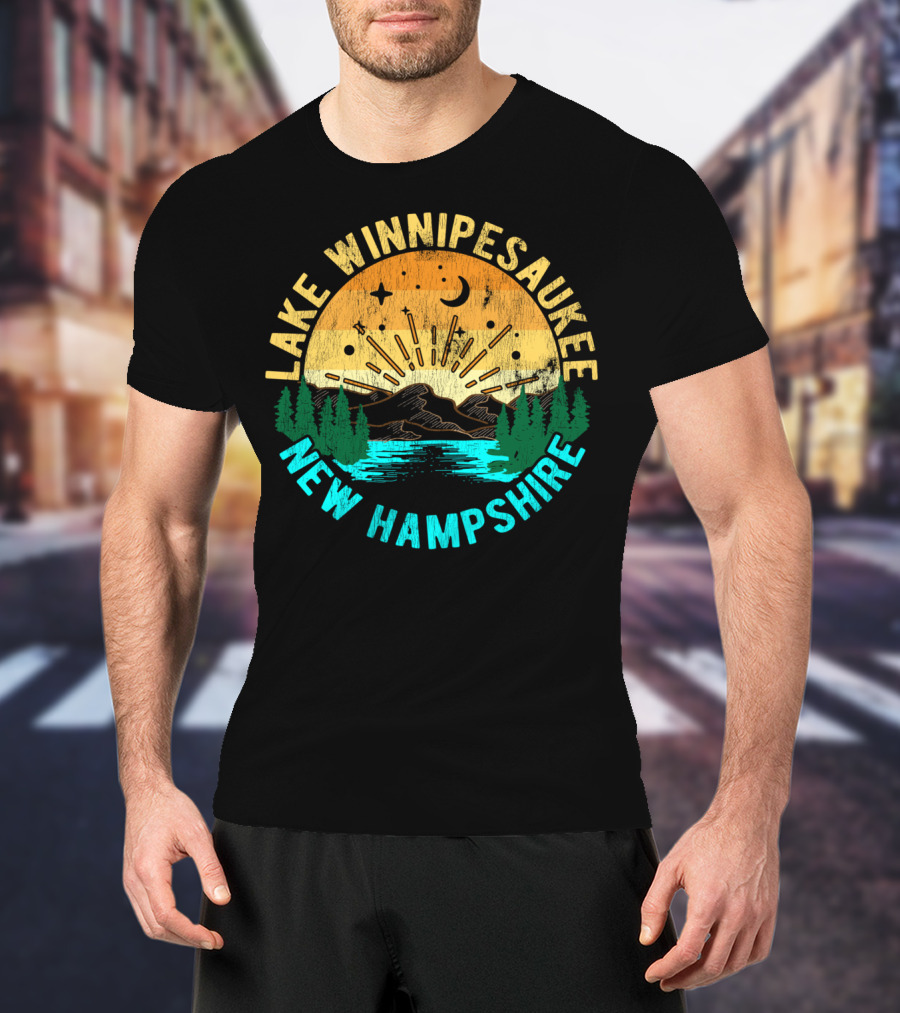 Lake Winnipesaukee New Hampshire Sunset Mountain Scene T-Shirt