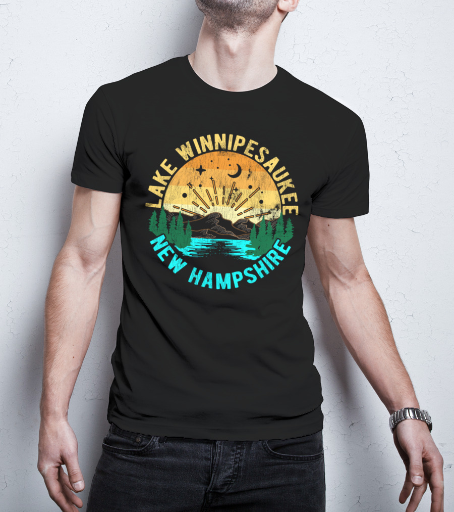 Lake Winnipesaukee New Hampshire Sunset Mountain Scene T-Shirt
