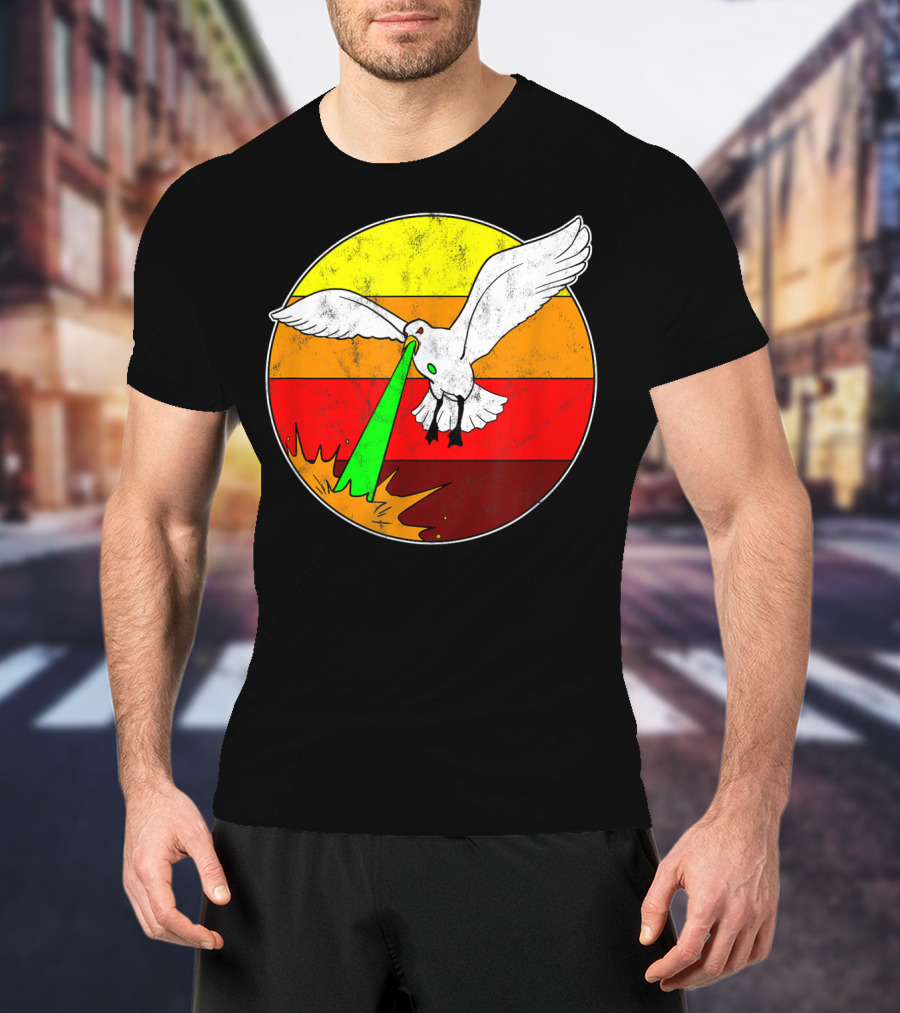 Laser Seagull Retro Sunset Funny Bird T-Shirt