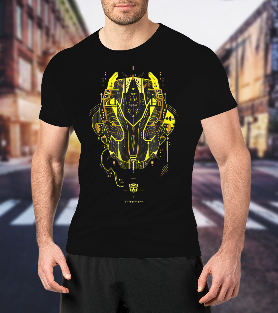 Machine Bumbleman Geometric Cybernetic Yellow T-Shirt