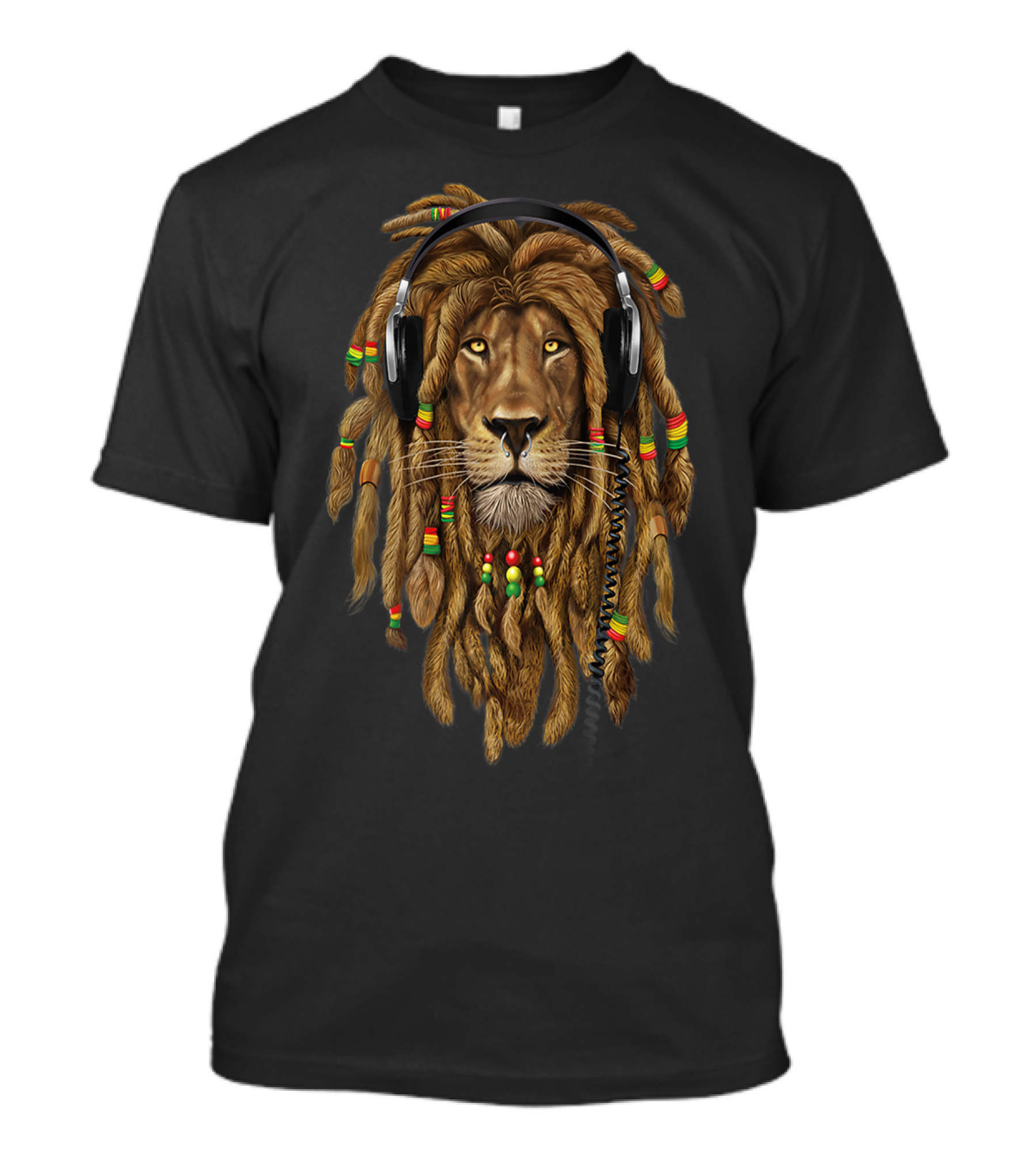 Marley Rasta Lion With Dreadlocks And Headphones For Bob Enthusiast T-Shirt