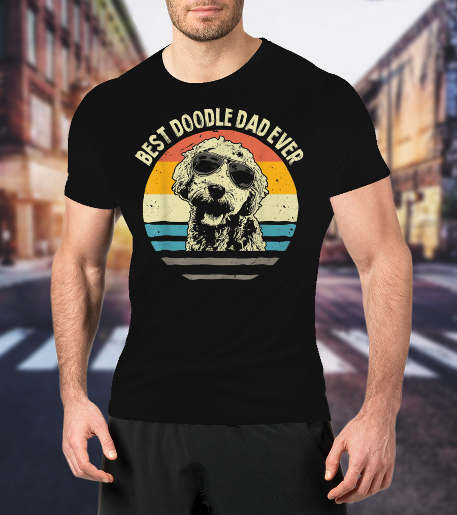 Best Doodle Dad Ever Goldendoodle Retro Sunglasses T-Shirt