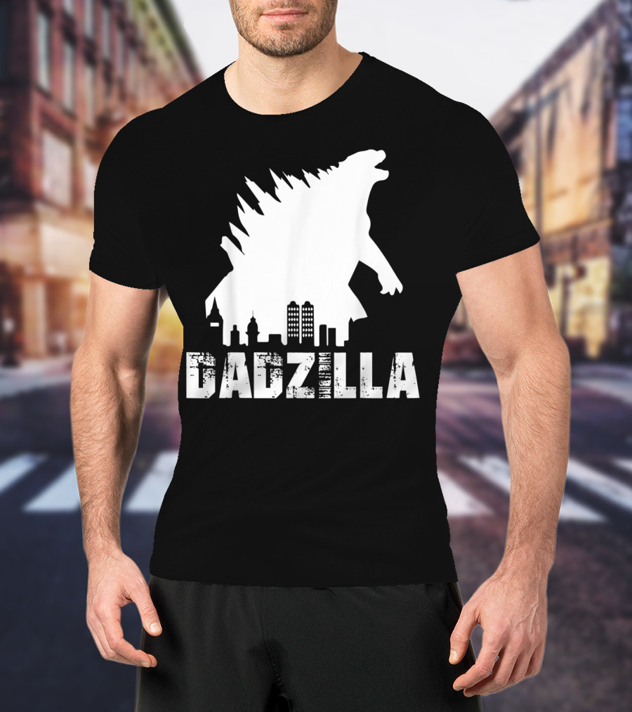 Kidzilla And Dadzilla Funny Matching Fathers City Skyline Monster T-Shirt