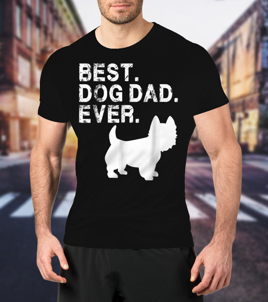 Mens Grunge Best Dog Dad Ever Westie T-Shirt