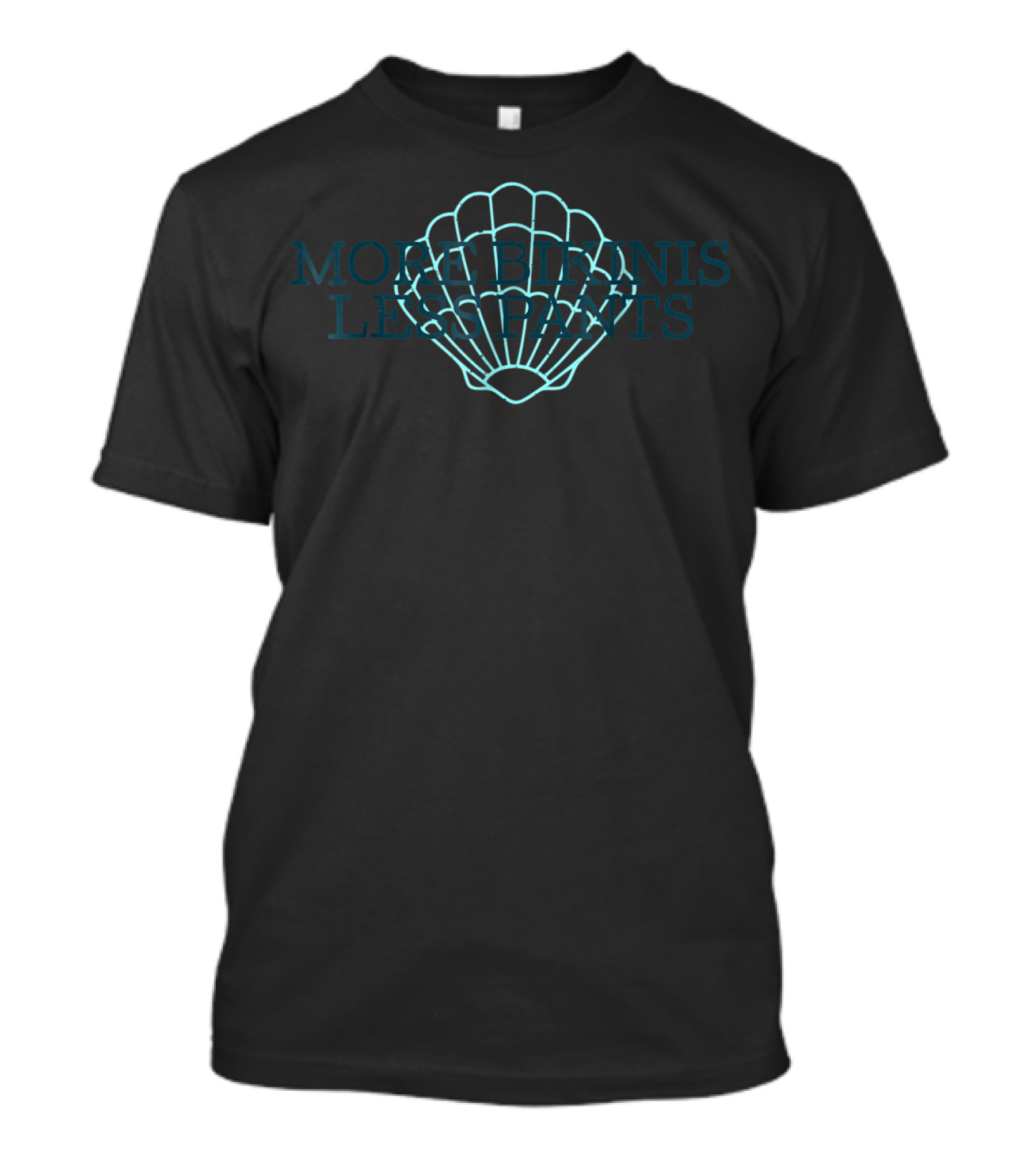 More Bikinis Less Pants Seashell Icon Typography T-Shirt