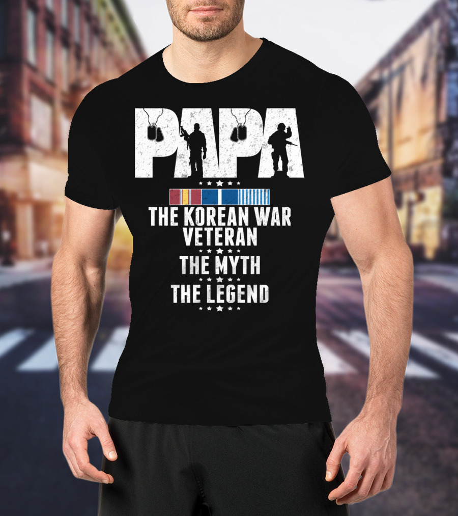 Papa Korean War Veteran Myth Legend With Medals T-Shirt